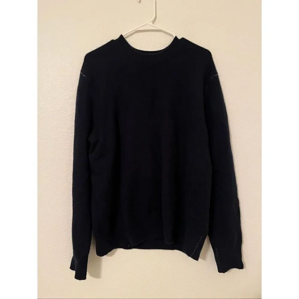 Rag & Bone Declan Cashmere Crew Sweater in Navy Blue